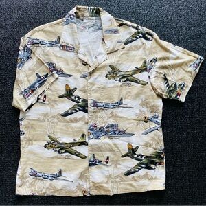 VTG 90s/Y2K Matt Rider WW2 Bomber Planes Hawaiian Shirt Size XL